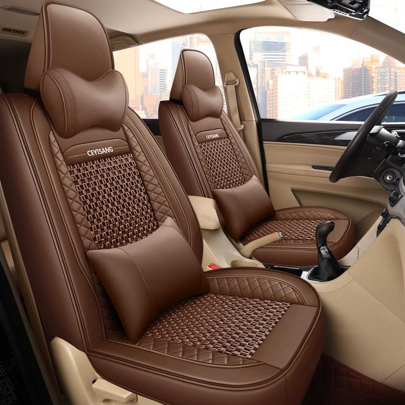 专用2+3+2比速t5七座坐垫套汽车座椅套四季7座全包围皮冰丝座套