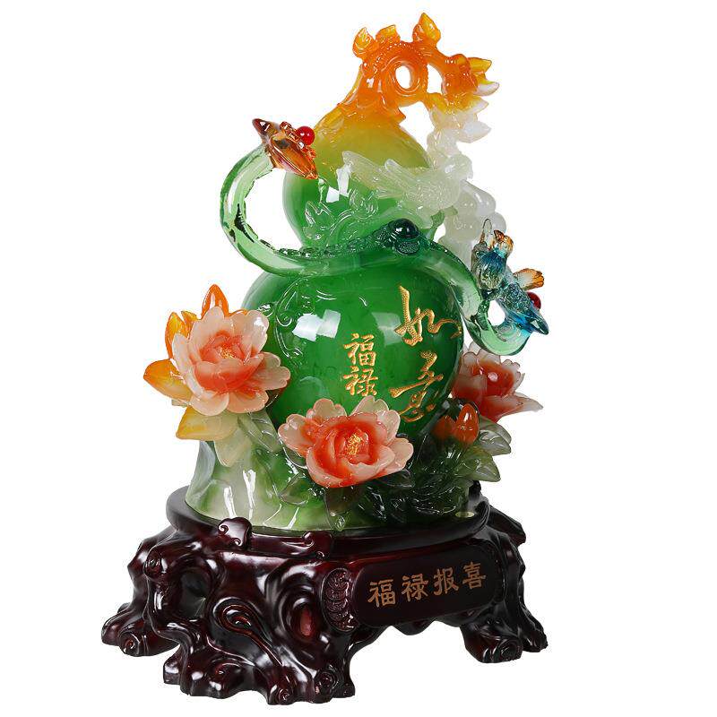 新款直销树脂工艺品葫芦摆件仿玉大号开业乔迁送礼家居客厅摆设工