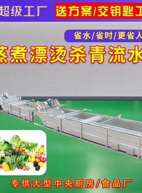 海产品蒸煮焯水设备海鲜贝壳漂烫流水线鱼丸机预制菜出口专用