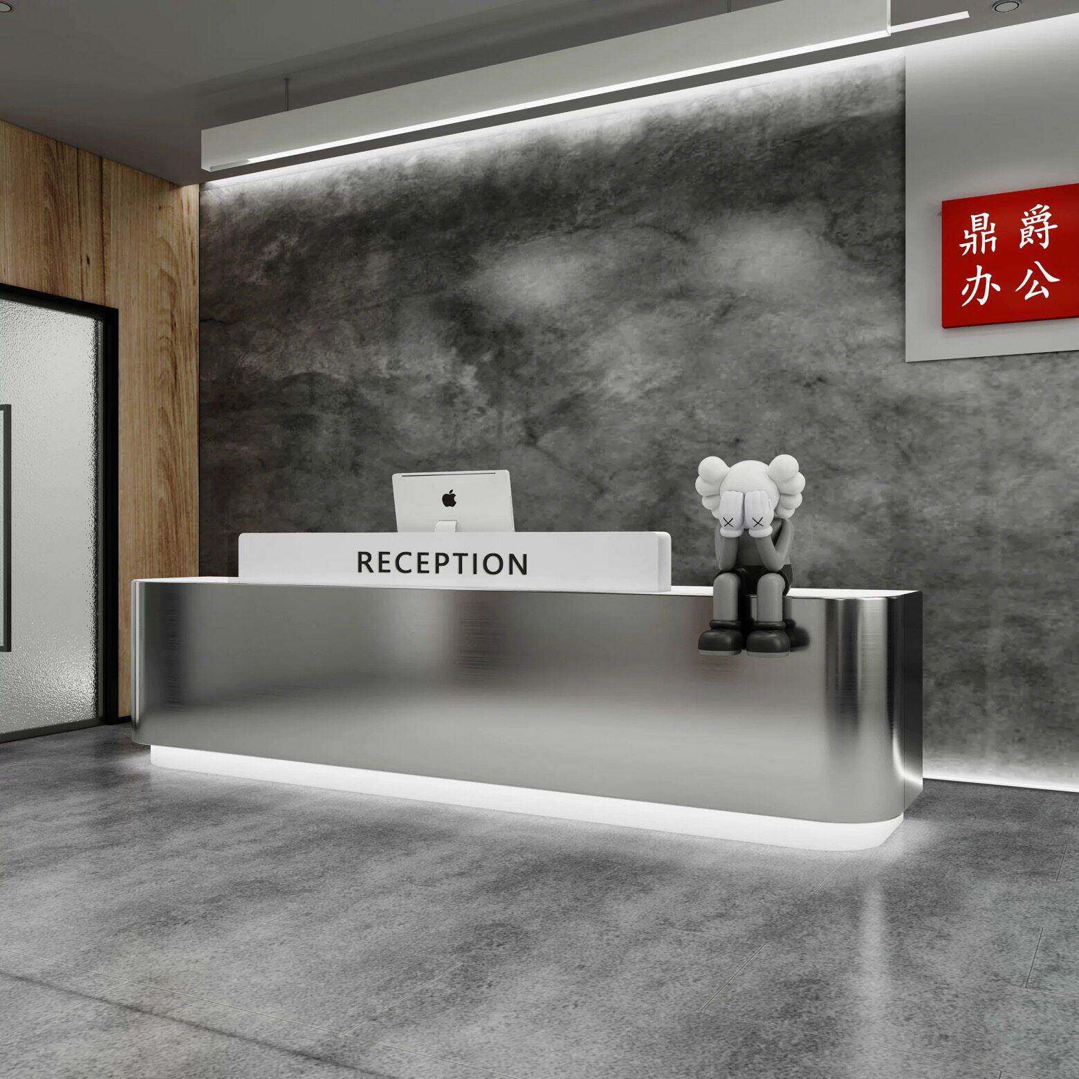 不锈钢收银柜台小型轻奢理髲店服装店吧台美容院公司前台接待台
