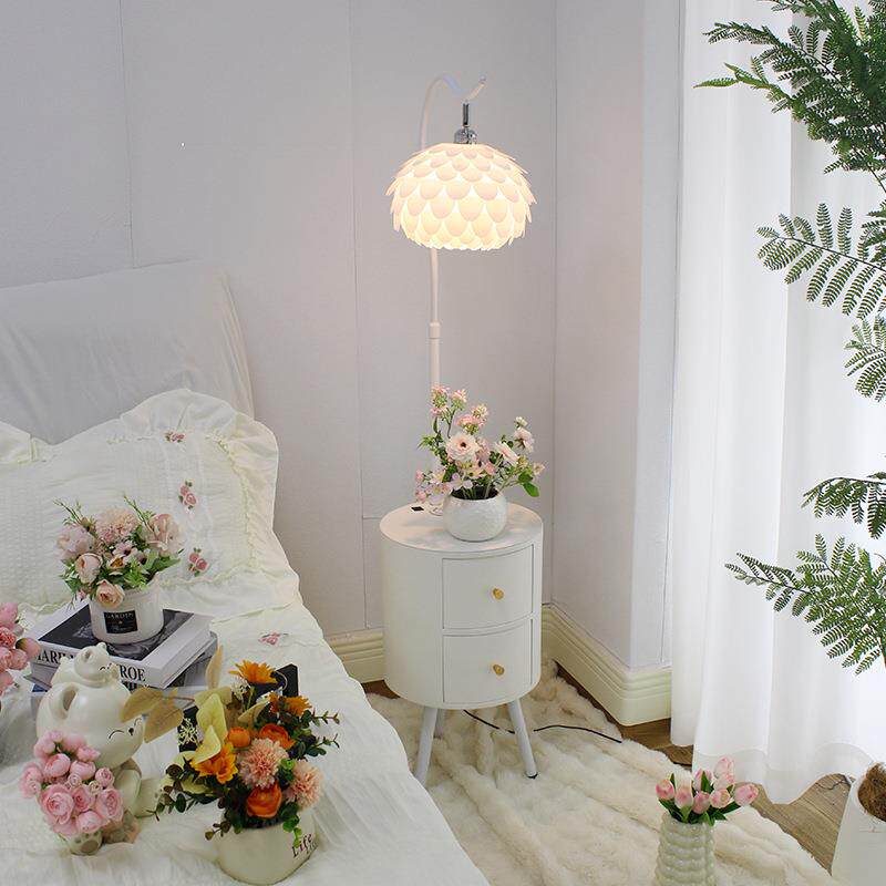 奶油风卧落地灯床头台灯一体氛感室围装675饰置物架客厅沙发台柜