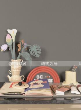 屿物为居 样板间售楼处书房绘画画饰品儿童房女孩房书桌软装摆件