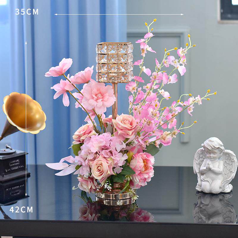 KTV摆台假花包厢装饰仿真花餐桌花摆花客厅茶几台面羽毛花艺摆件