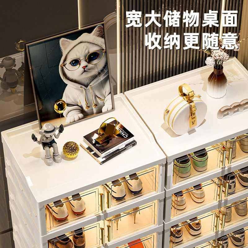 免安装鞋柜透明家用门口折叠收纳体式盒一拉就用塑料架省空间,收纳整理,收纳柜,淘宝优惠券,粉丝福利购,淘宝优惠卷