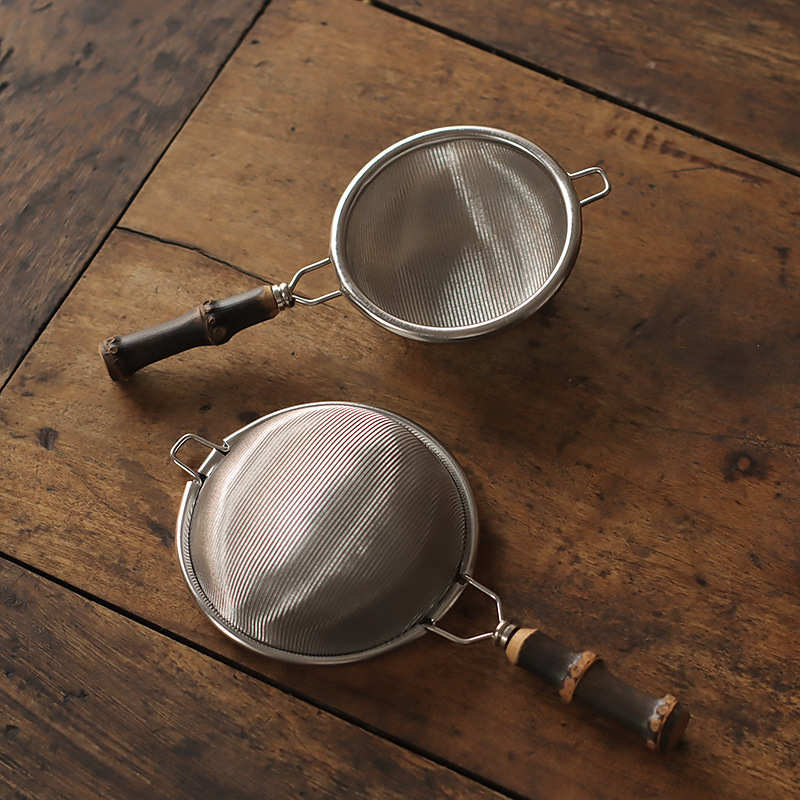 新款紫竹柄不锈钢茶漏茶滤网茶叶过滤器茶道六君子功夫茶具配件