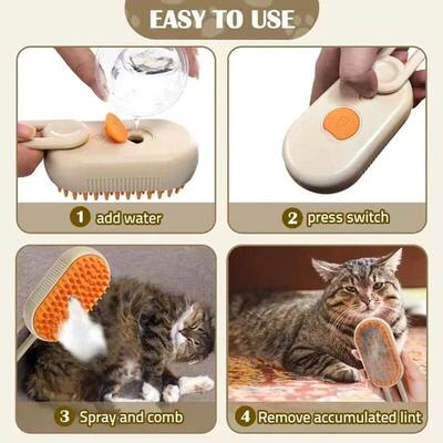 3 in 1 Cat Steam Brush One Touch Spray Pet Hair Removal Tool