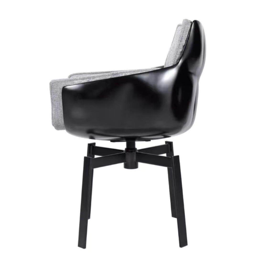 家用北欧设计师稻壳餐椅现代简约带扶手会议椅子可旋转书桌办公椅