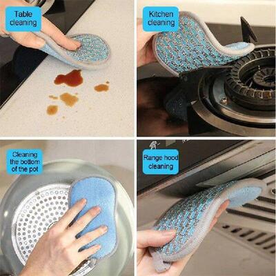 6Pcs Super Absorbent Microfiber Double Sided Scrub Sponge