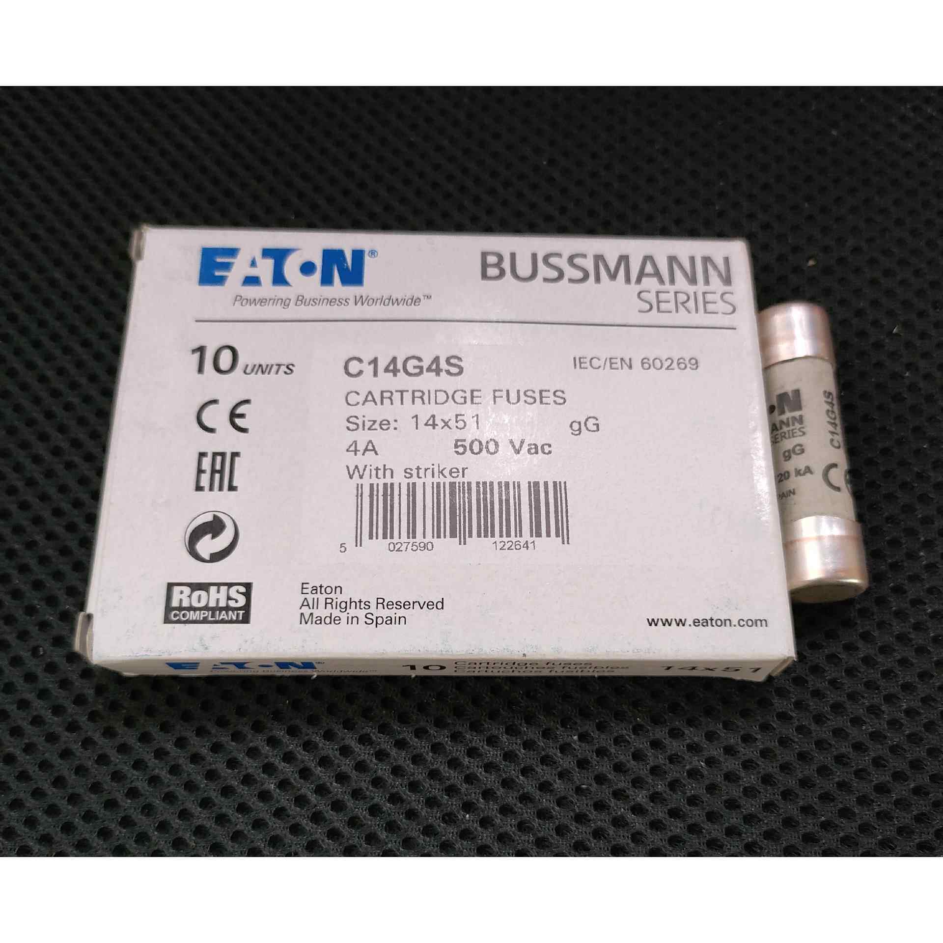 C14G4S陶瓷管保险丝 500V 4A 14X51 巴斯曼BUSSMANN熔断器