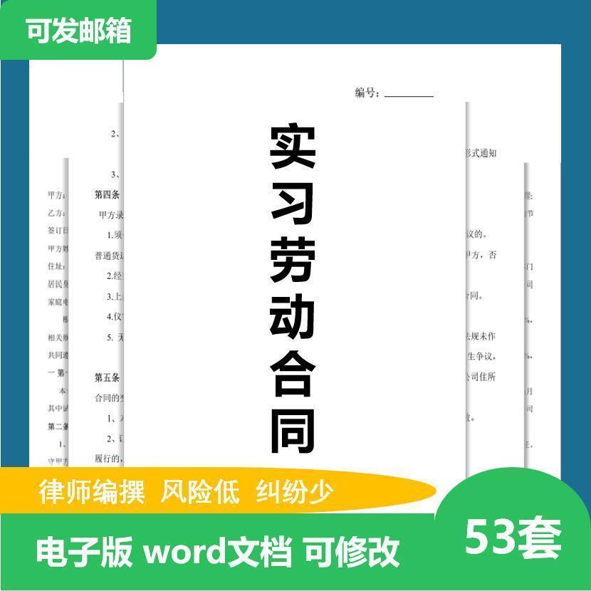 实习大学生协议实习合同电子版试用期劳动合同模板雇佣聘用Word