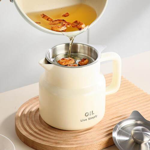 Ceramic oil filter pitcher for kitchen, large capacity oil s