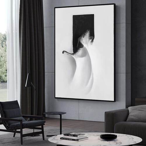 黑白极简玄关装饰画现代简约抽象走廊过道壁画北欧轻奢挂画客厅画