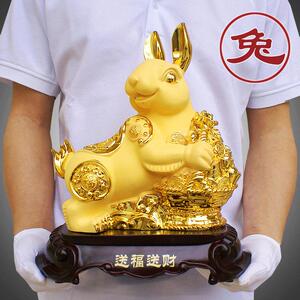 十二生肖兔子摆件招财兔吉祥物可爱金兔客厅装饰生肖小兔子工艺礼