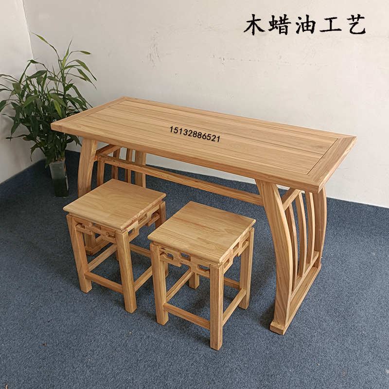 中式实木书桌家用学生学习桌国学桌书法桌子长方形一体培训班课桌