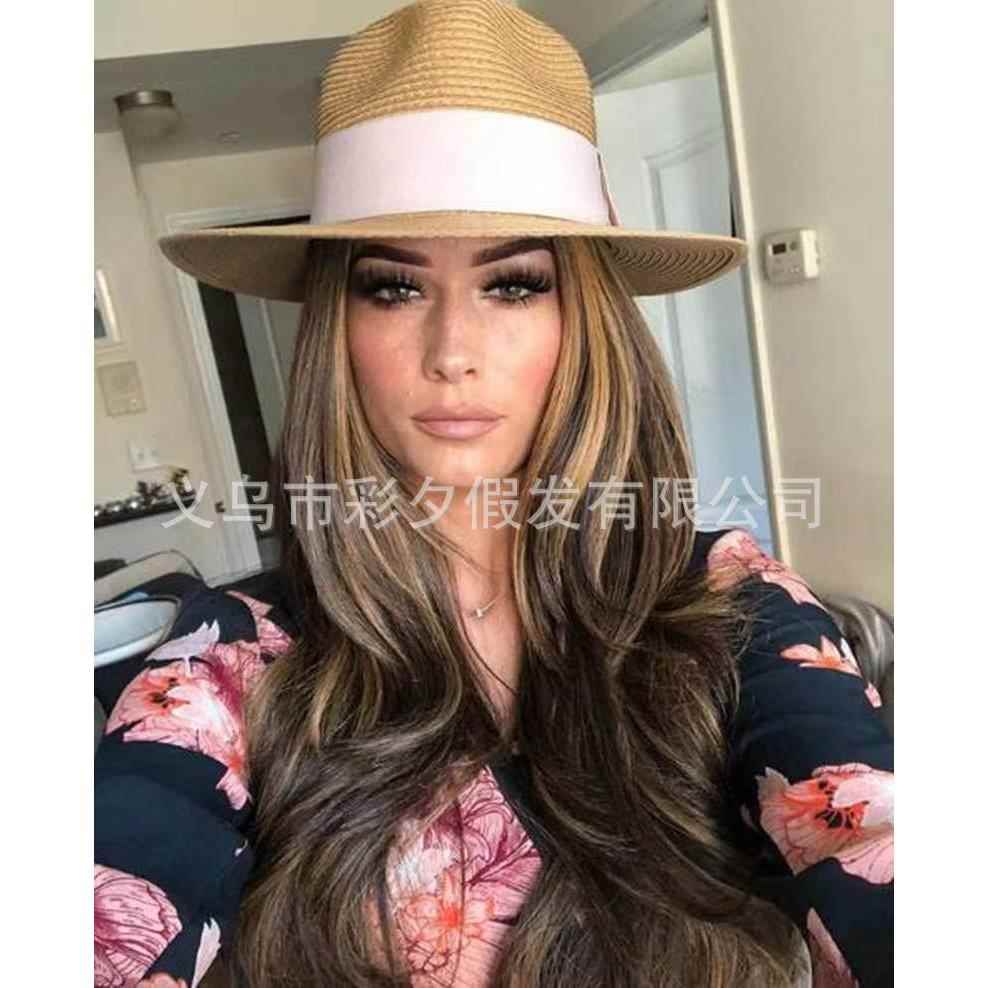 新款直销外贸假发 女金丝接发波浪卷发女士玫瑰网高温丝化纤发假