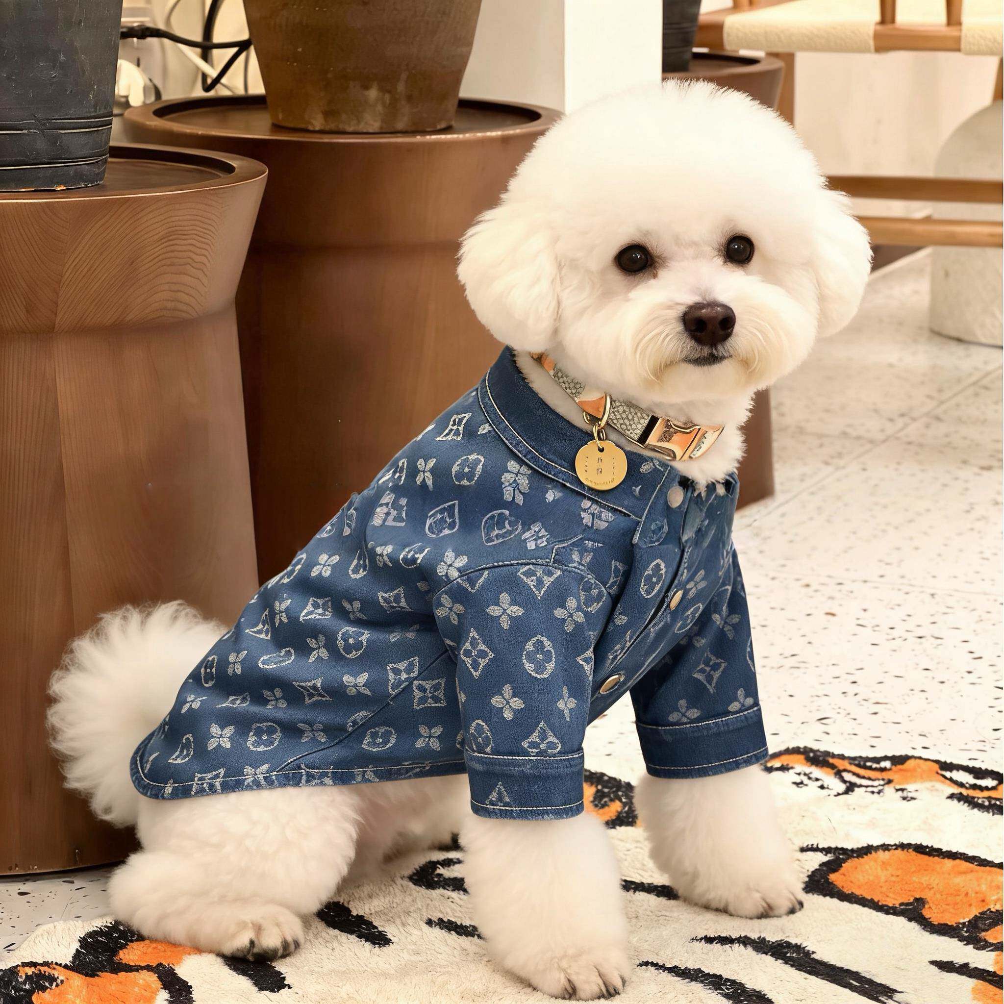 宠物衣服大小型犬金毛巨贵萨摩小狗衣服泰迪比熊博美秋冬厚牛仔