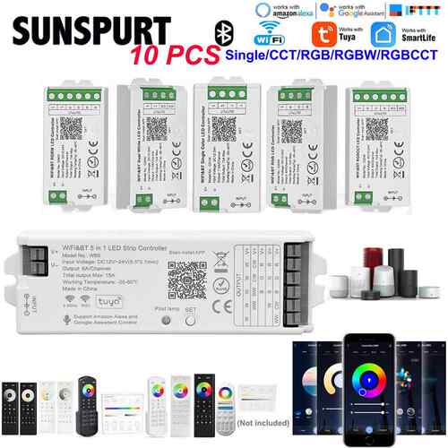 LED控制器智能蓝牙WIFI涂鸦手机APP单色七彩RGBW灯带条语音调光器