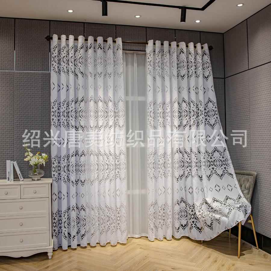 跨境欧式纱帘出口外贸成品窗纱窗帘客厅卧室速卖通东南亚镂空纱帘