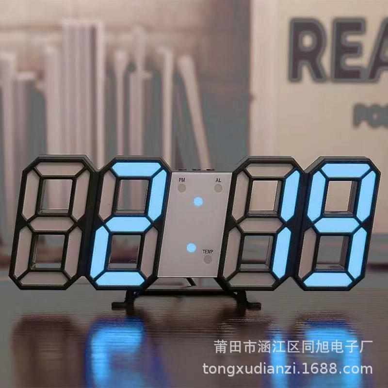 电子数字led钟闹钟创意夜光简约挂挂钟墙3d/ins时钟客厅立体家用