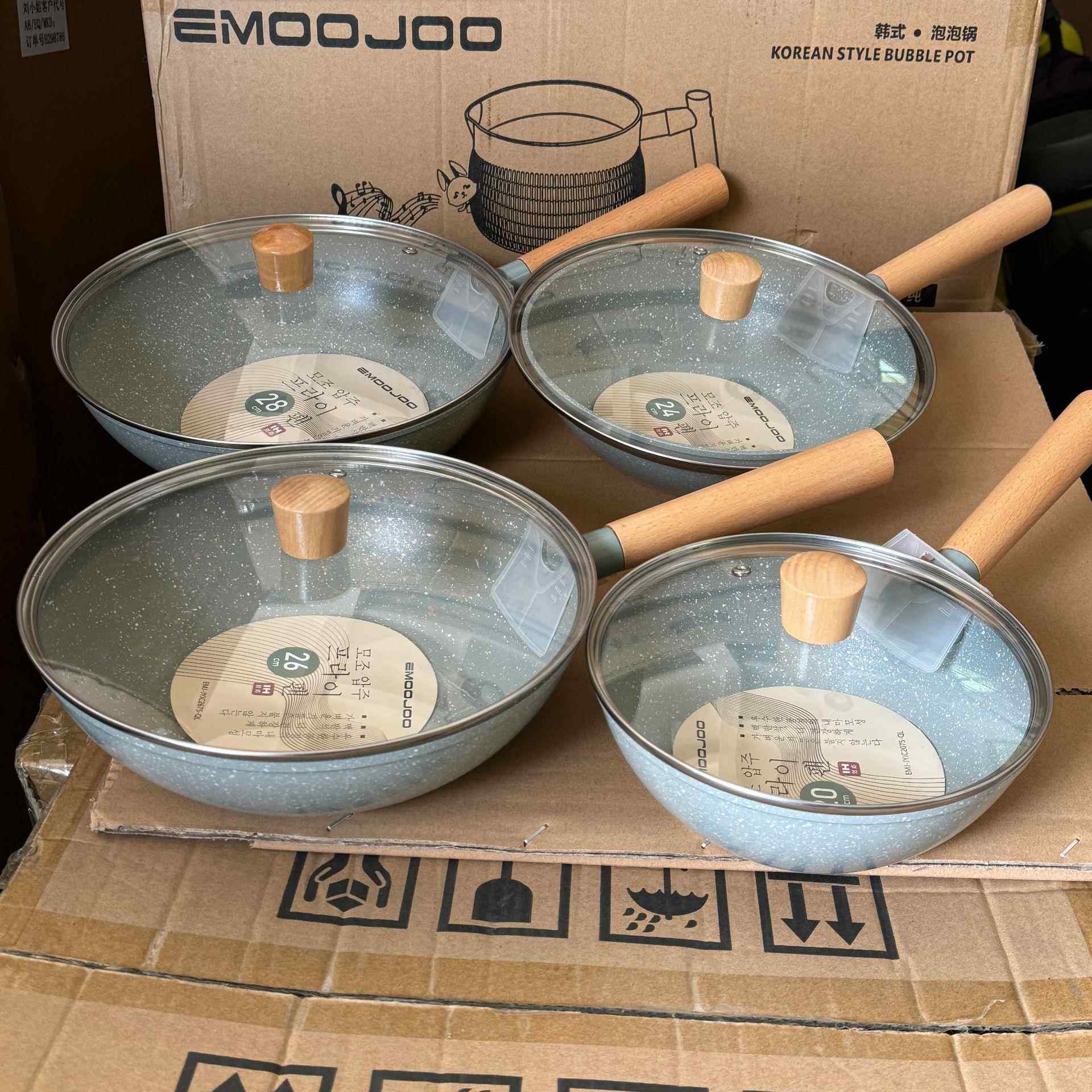 新款直销新款韩式不粘锅麦饭石家用炒菜锅铝合金平底煎饼锅少油烟