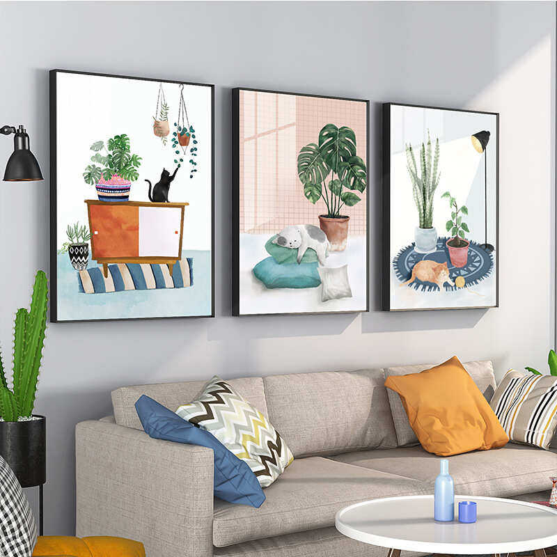 儿童房挂画客厅沙发背景墙个性创意墙画简欧卡通装饰画卧室床头画