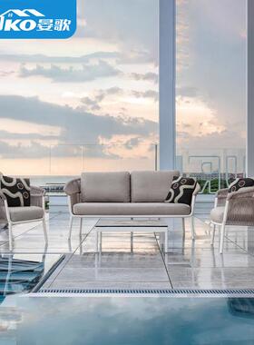 组户外藤编花园沙发庭阳别BKR墅台室外院民宿露天休闲藤椅防水防