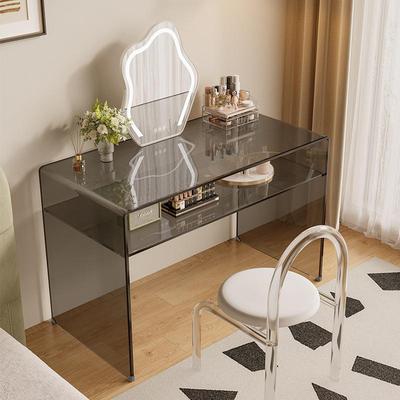 新款极简透明玻璃化妆桌小型简易飘窗梳妆台卧室现代简约化妆台