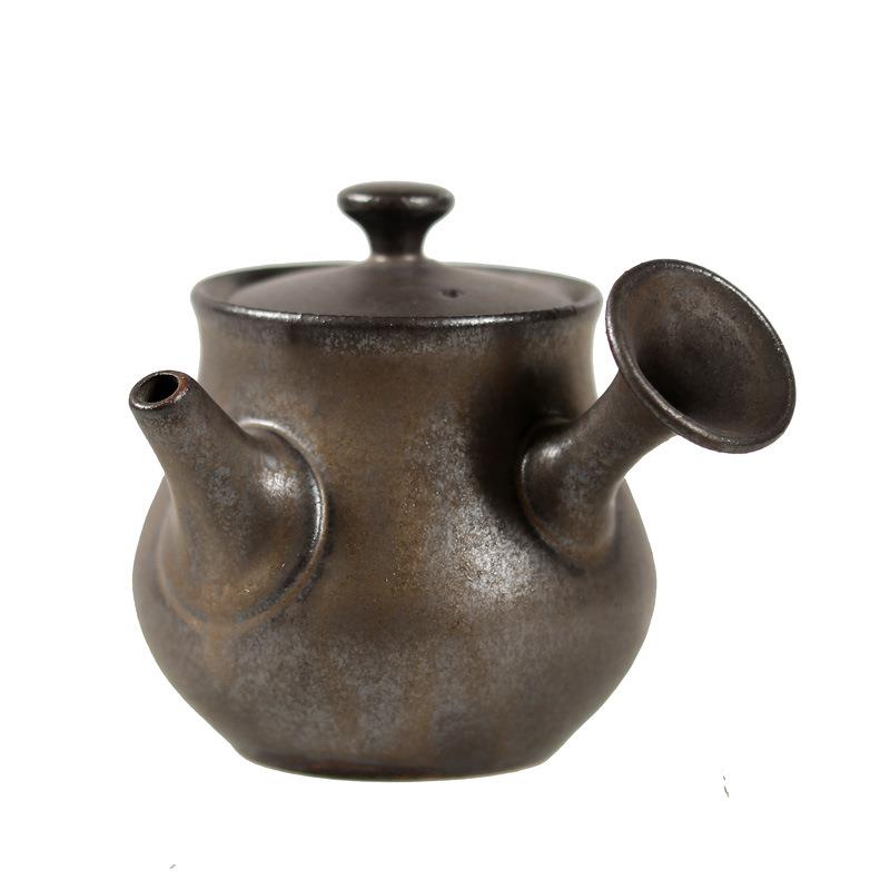 慕陶日式和风茶壶窑变铜锈釉侧把壶仿古急需壶手工泡茶功夫茶具