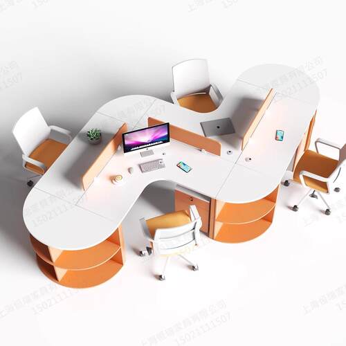 办公桌椅简约现代职员桌椅组合三人位屏风工位卡座电脑6/4工作桌