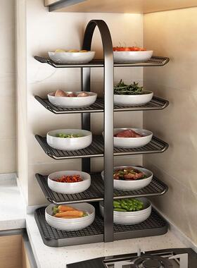 德国备菜架免打孔配菜神器厨房置物架火锅放菜架子多层手提配盘子