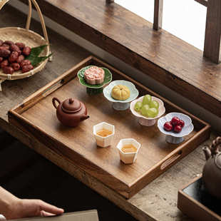 胡桃木干泡奉茶盘家用茶盘复古实木制托盘酒店民宿专用中式茶托盘