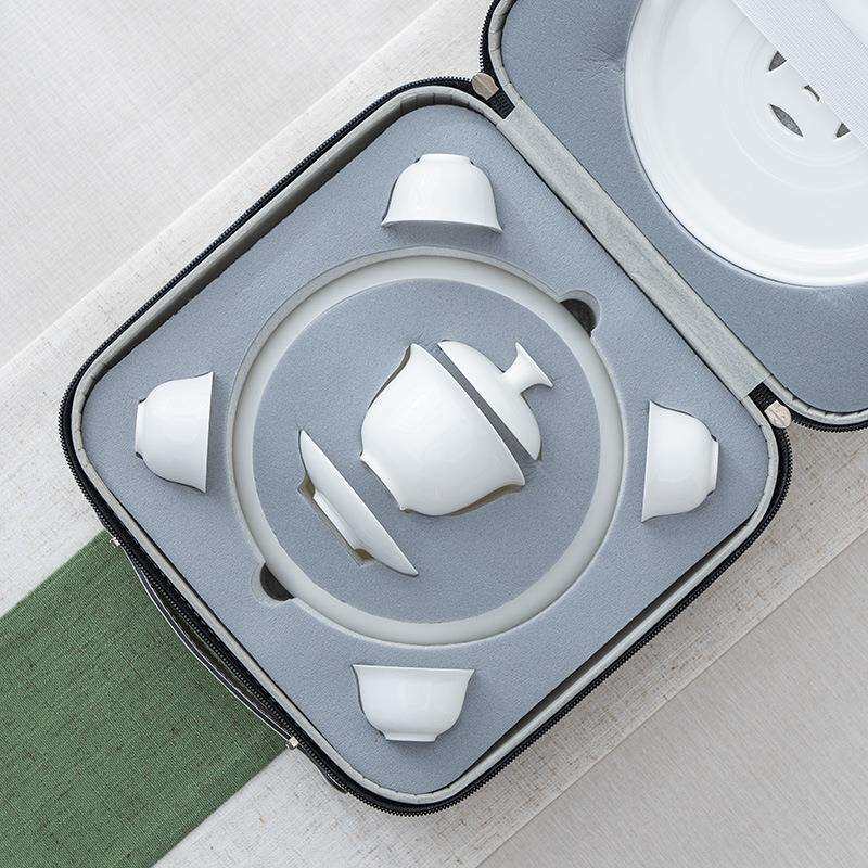 兴泥匠 薄胎骨瓷茶具 户外旅行 便携冲茶器 潮汕工夫茶具 6寸茶盘