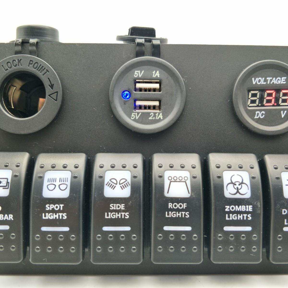 新品12-24V汽车游艇6+3组合面板开关组合面板开关配USB车充