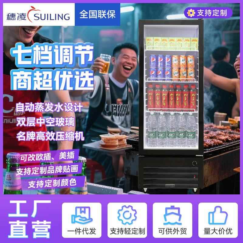 穗凌冰柜立式冷藏无灯箱单门保鲜展示柜冰箱饮料柜商用冷柜冰箱