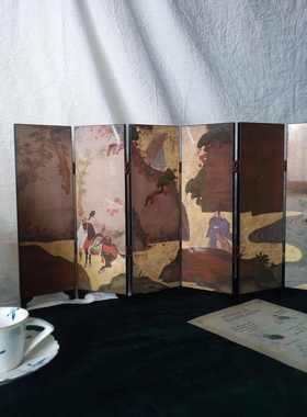 中古桌面小屏风摆件家居礼品装饰特色日式工艺品纪念品漆器饰品