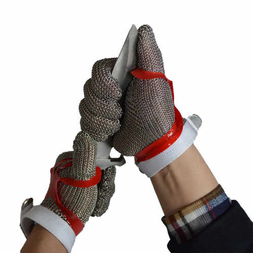 不锈钢钢丝手套防切割电锯屠宰裁剪验厂金属安全工业防割5级手套