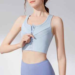 Sports Bra Front Large Fixed Mesh Zipper Cup Size