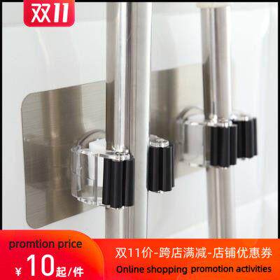 Mop clamp holder with no holes strong glue hook broom mop