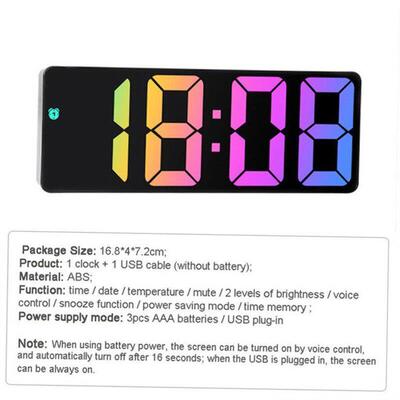 Smart LED Clock Bedside Digital Alarm Clocks Desktop Table E