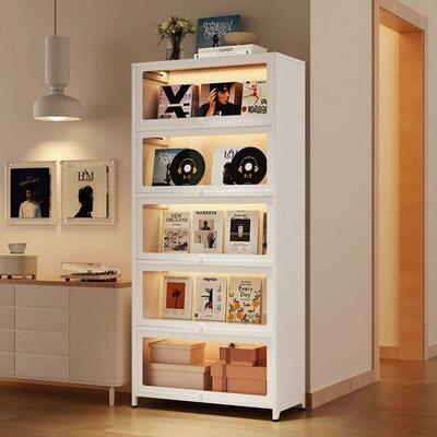 Kitchen storage rack, steel bookshelf with door storage rack