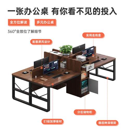 职员办公桌简约现代办公室家具员工工位双人工作桌四人位桌椅组合