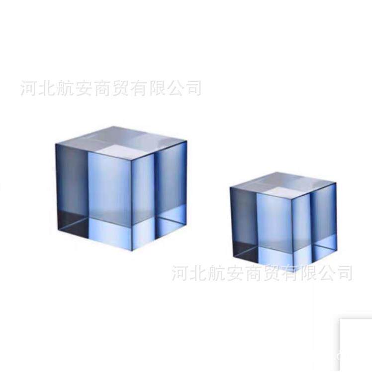 现代简约创意水晶蓝方块摆件样板房售楼处桌面软装饰品摆设工艺品