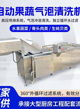 大型果蔬气泡清洗机豆角秋葵水浪喷淋清洗设备智能净菜加工洗菜机