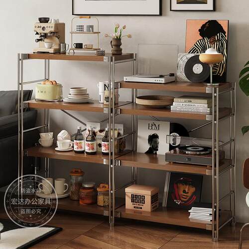 中古置物架落地多层客厅阳台简约日式置物架书架厨房微波炉收纳层