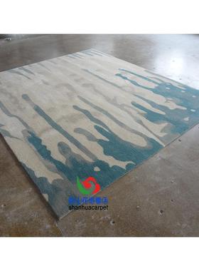 新客中式绿色抽象水画几手工羊毛墨样板房厅茶地毯书房AXH卧室床