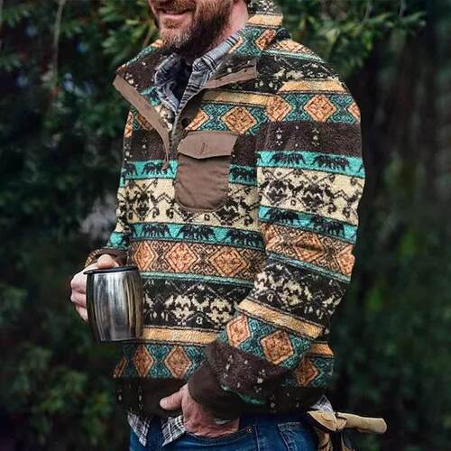 Men's checkered double-sided plush hoodie