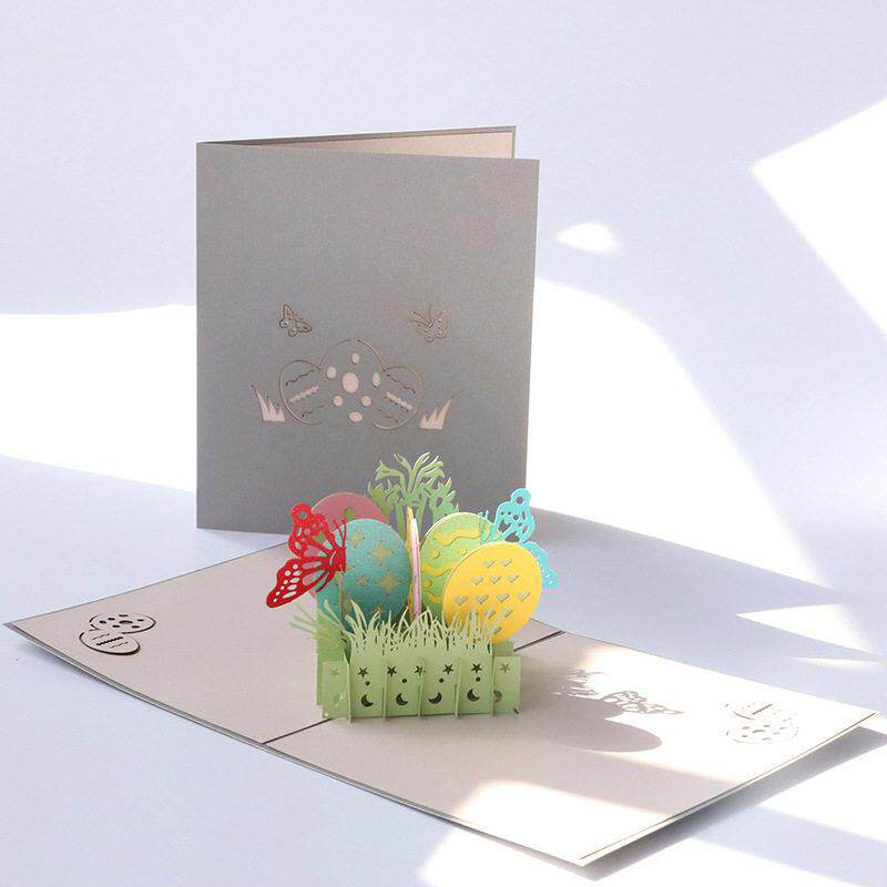 蝴蝶彩蛋复活节礼物生日礼品创意3D立体贺卡纸雕镂空祝福留言卡片
