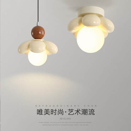 卧室床头小吊灯现简约奶油花朵灯过道走廊入户玄关门厅灯灯具灯