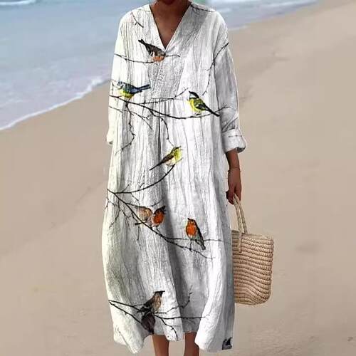 Wide V-neck long sleeved dress大宽V领长袖连衣裙