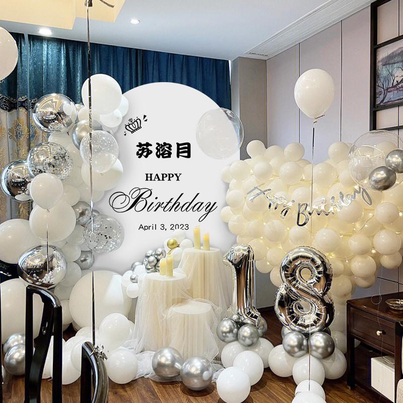 女孩12岁18成人礼派对气球背景kt板生日装饰场景布置男孩酒店